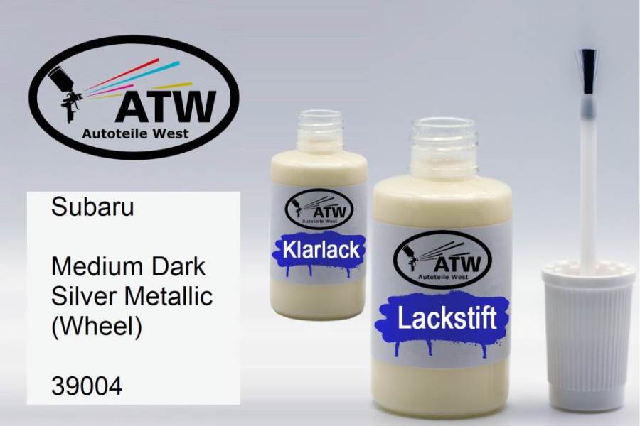 Subaru, Medium Dark Silver Metallic (Wheel), 39004: 20ml Lackstift + 20ml Klarlack - Set, von ATW Autoteile West.